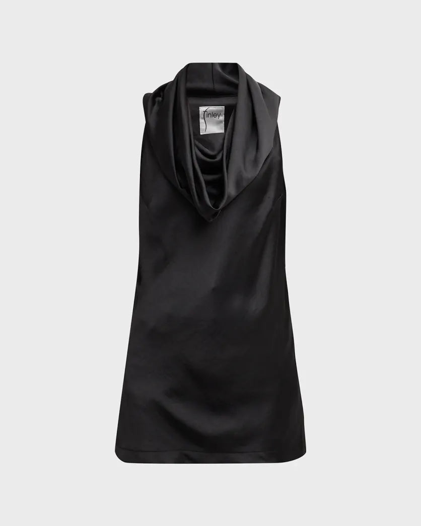 HAMMERED SATIN COWL TOP