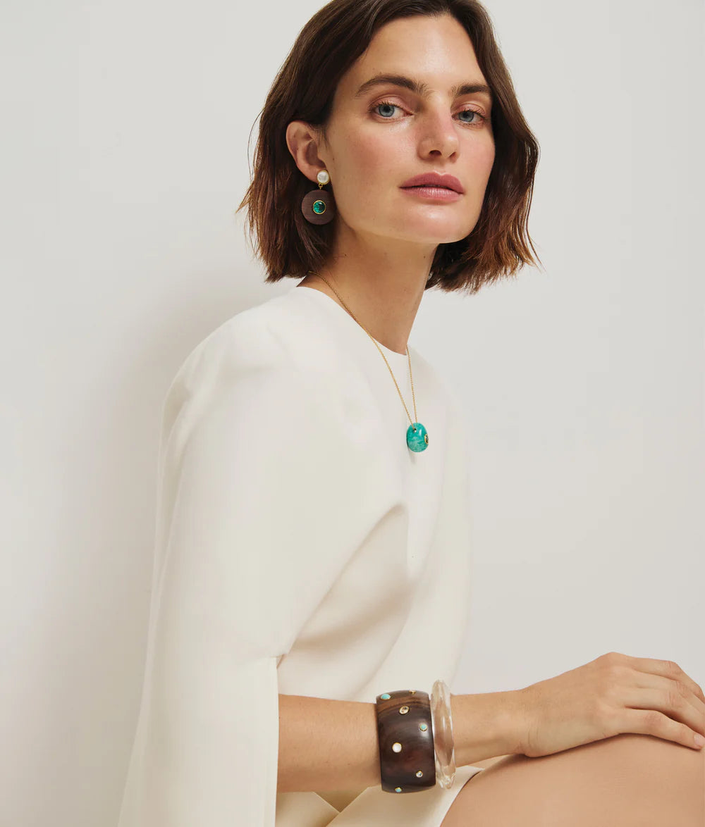 TAJ DISC EARRINGS IN ACACIA WOOD