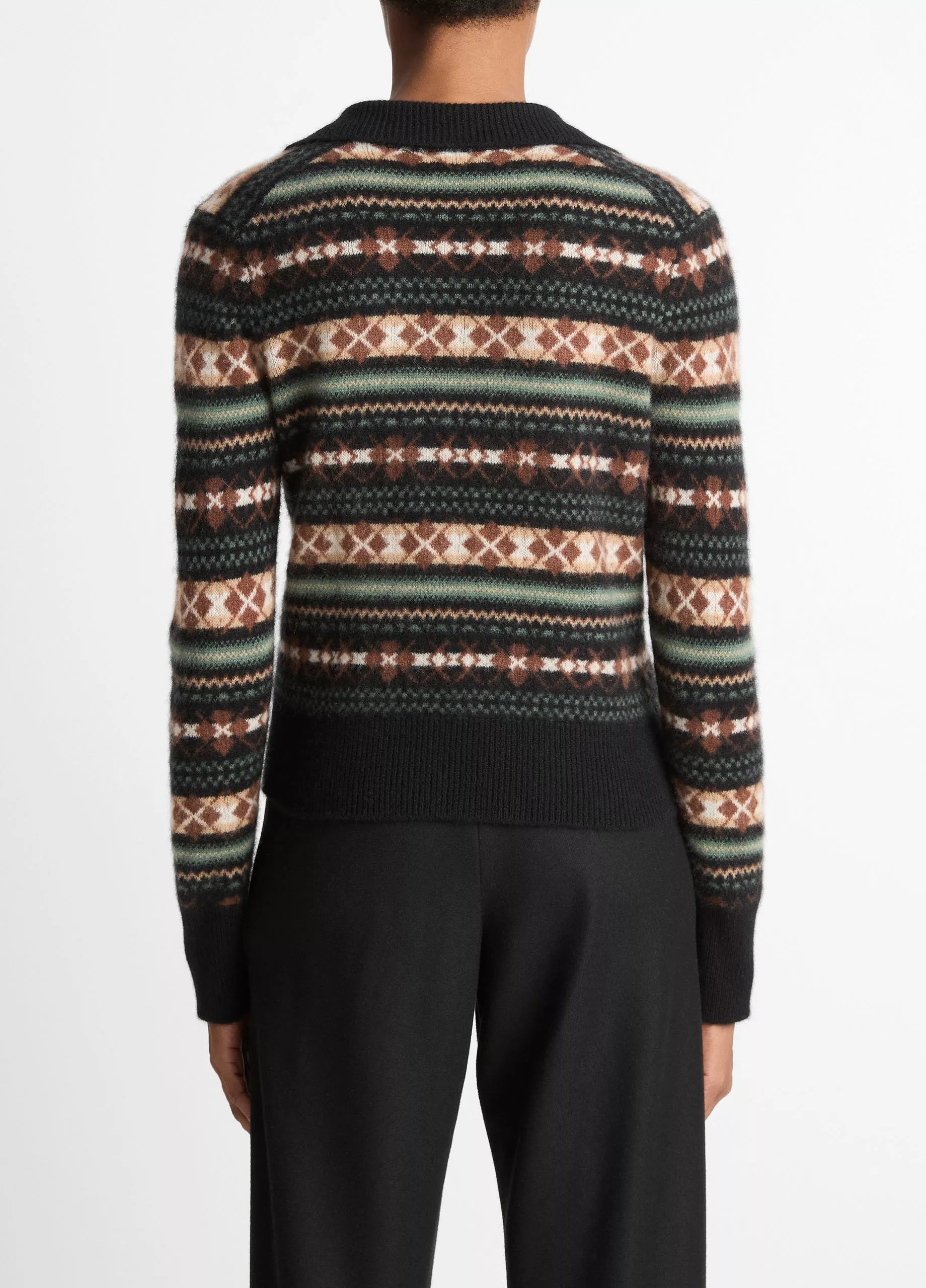 FAIR ISLE CASHMERE POLO SWEATER