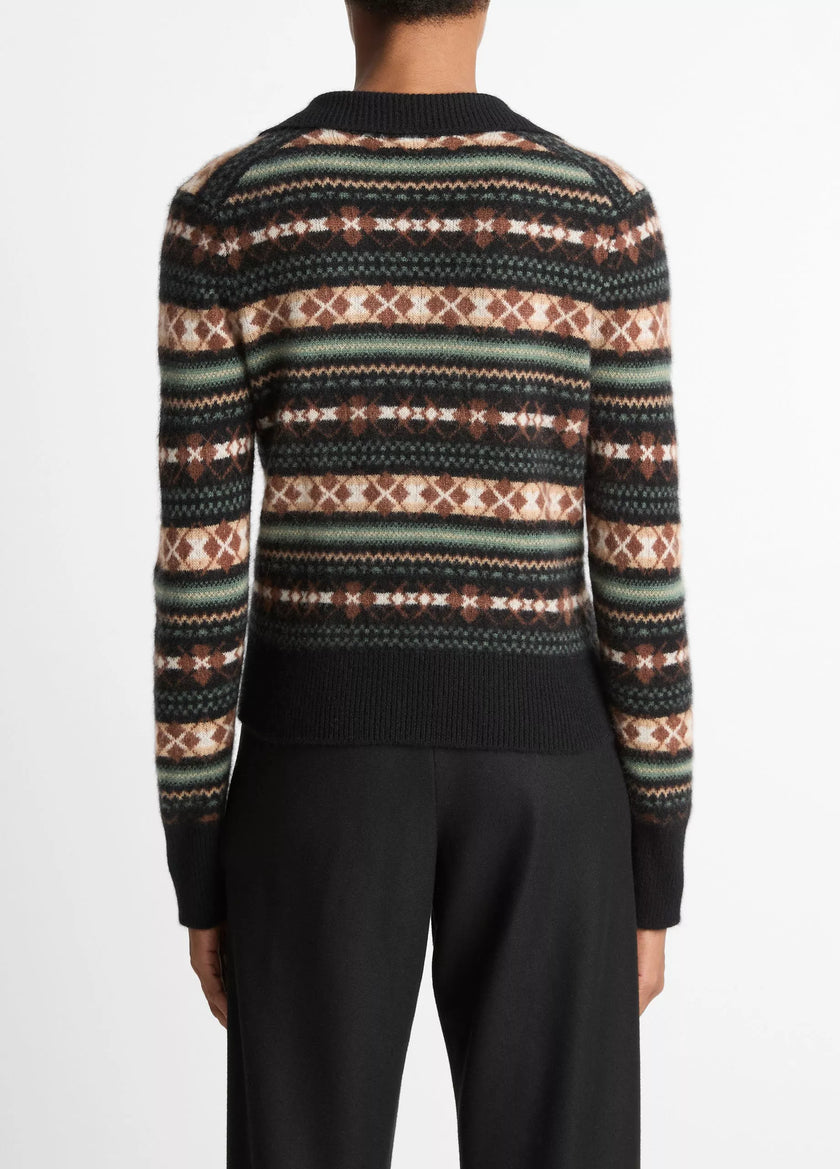 FAIR ISLE CASHMERE POLO SWEATER