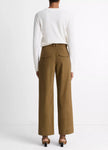 FAUX LEATHER TRIM ITALIAN COTTON STRAIGHT LEG PANT