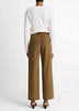 FAUX LEATHER TRIM ITALIAN COTTON STRAIGHT LEG PANT
