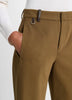FAUX LEATHER TRIM ITALIAN COTTON STRAIGHT LEG PANT