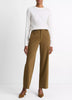 FAUX LEATHER TRIM ITALIAN COTTON STRAIGHT LEG PANT