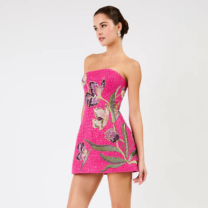 FRIDA MINI DRESS IN FUCHSIA  AND VIOLET