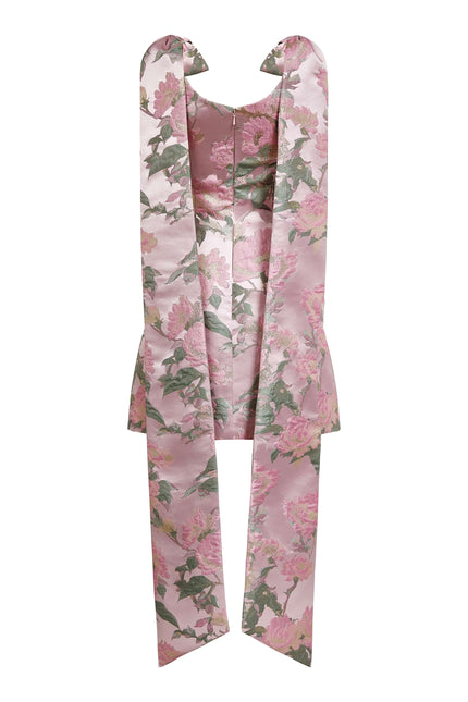 GITA LIGHT PINK BROCADE MINI DRESS