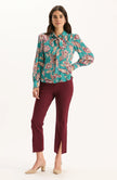 VIVIAN SILK TEAL PAISLEY BLOUSE