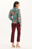 VIVIAN SILK TEAL PAISLEY BLOUSE