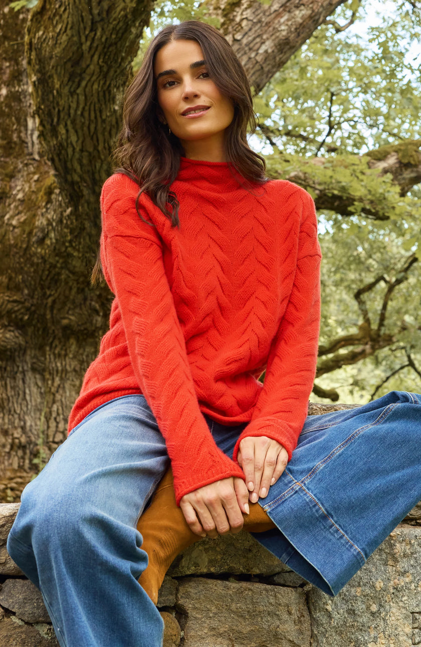 GRACIE CASHMERE BASKETWEAVE SWEATER