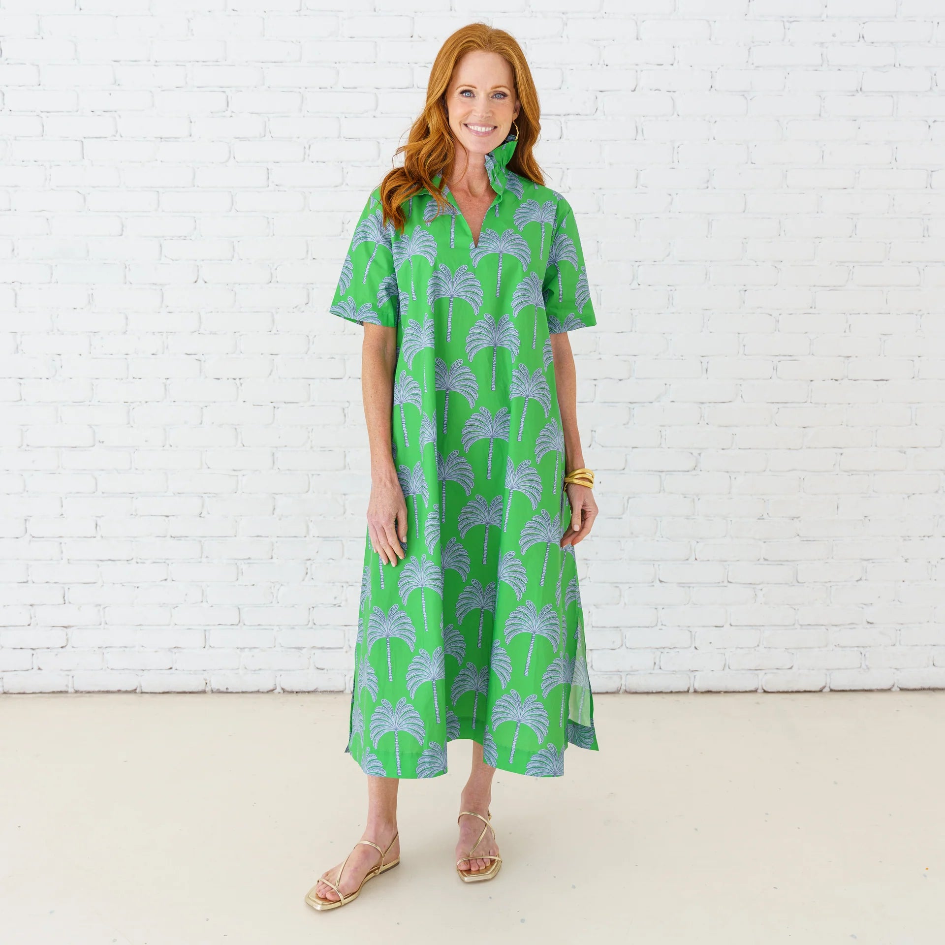 GEORGIA PALM DRESS GREEN