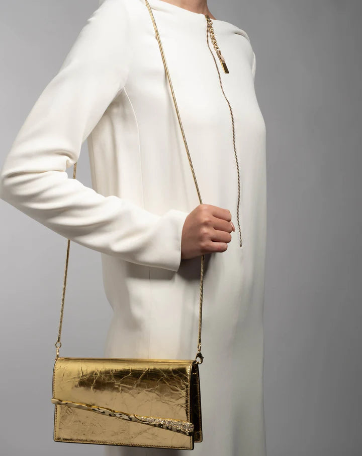 GOLD ANGULAR CONVERTIBLE CROSSBODY BAG