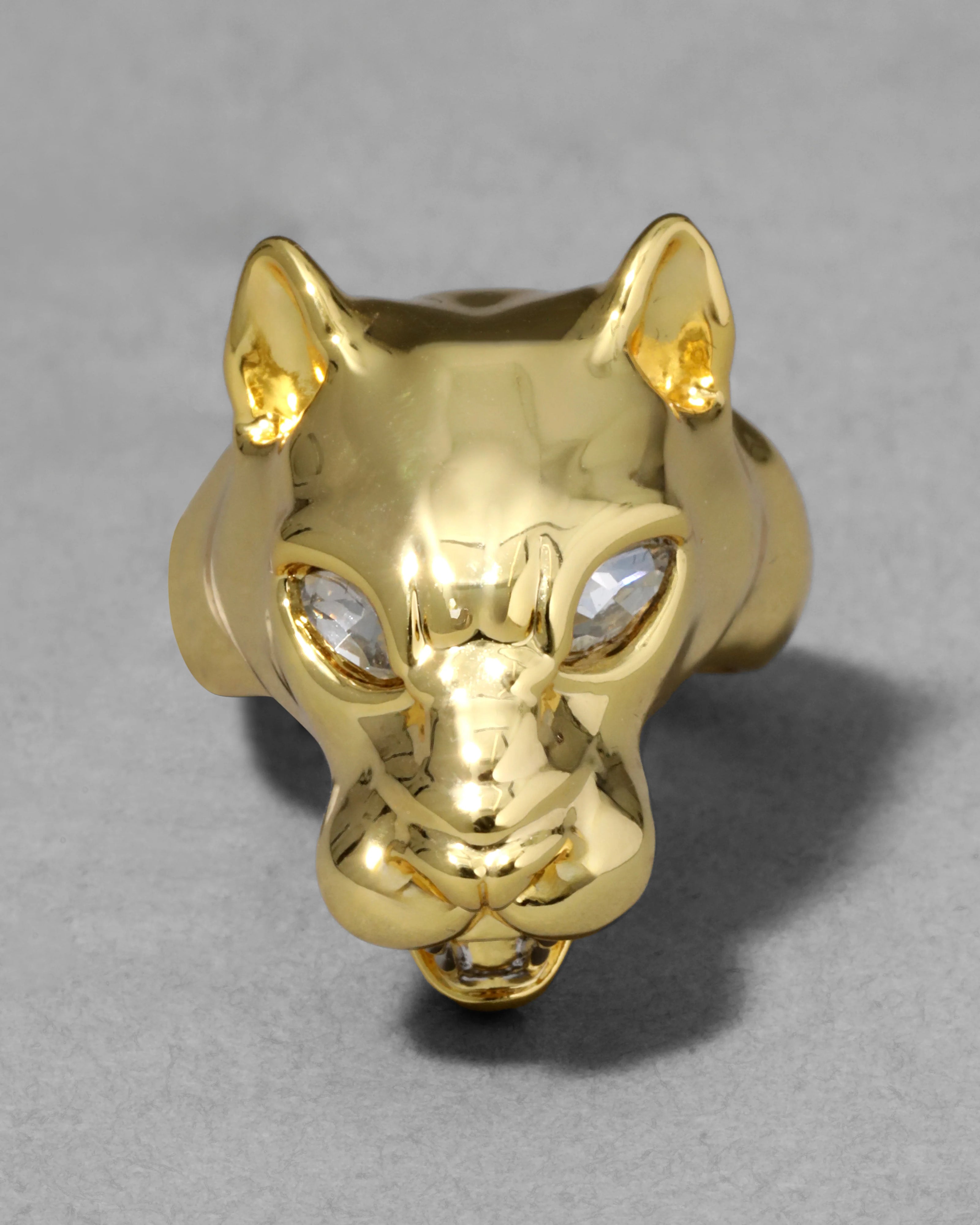 GOLD PANTHER VISAGE RING