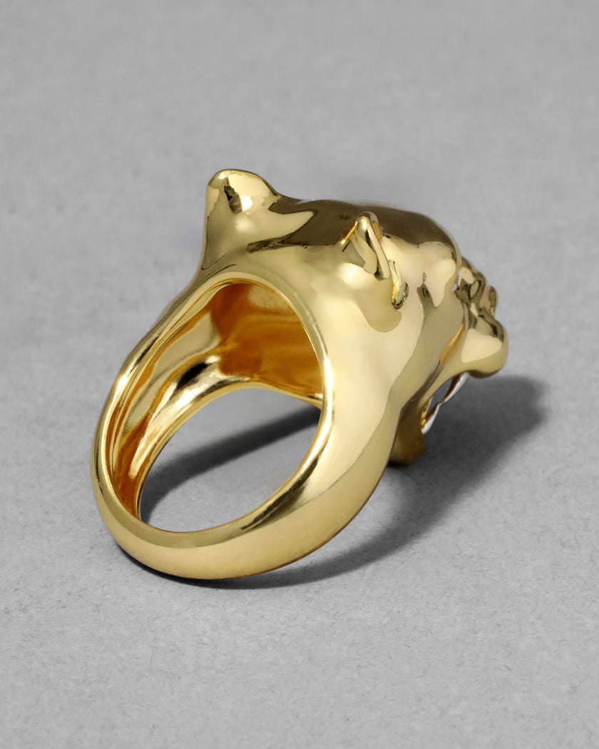 GOLD PANTHER VISAGE RING