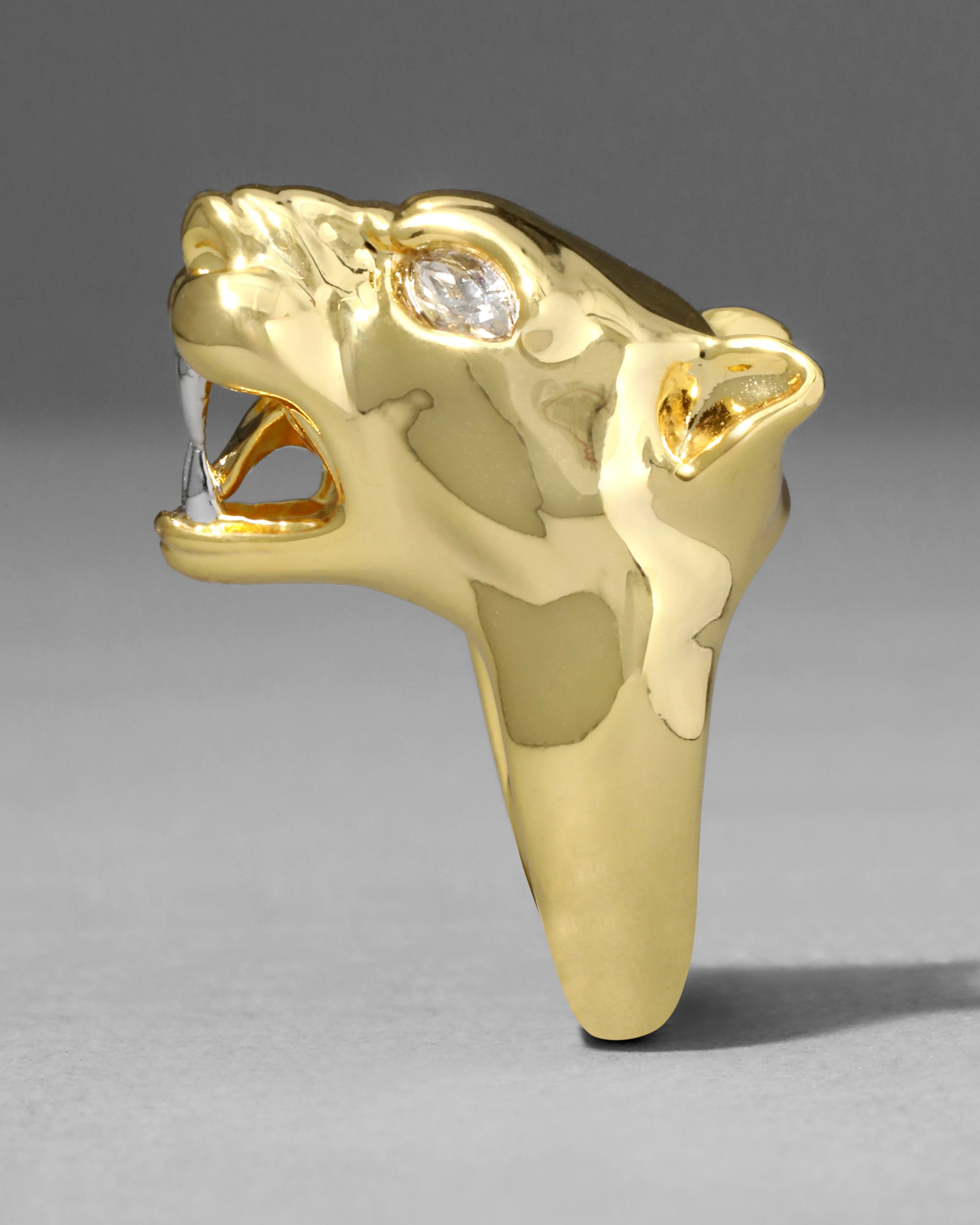GOLD PANTHER VISAGE RING