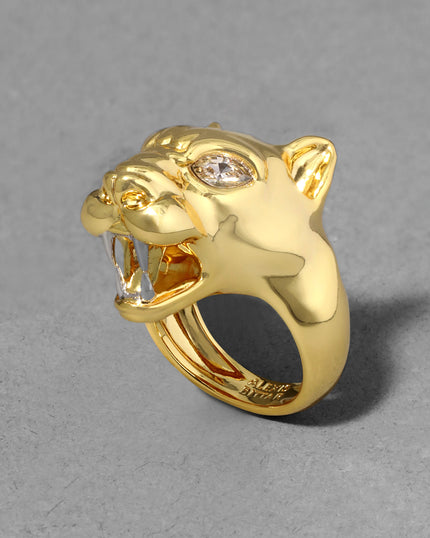 GOLD PANTHER VISAGE RING