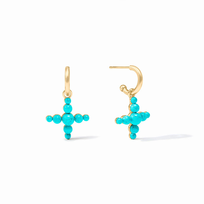 GUMDROP CROSS HOOP AND CHARM EARRING