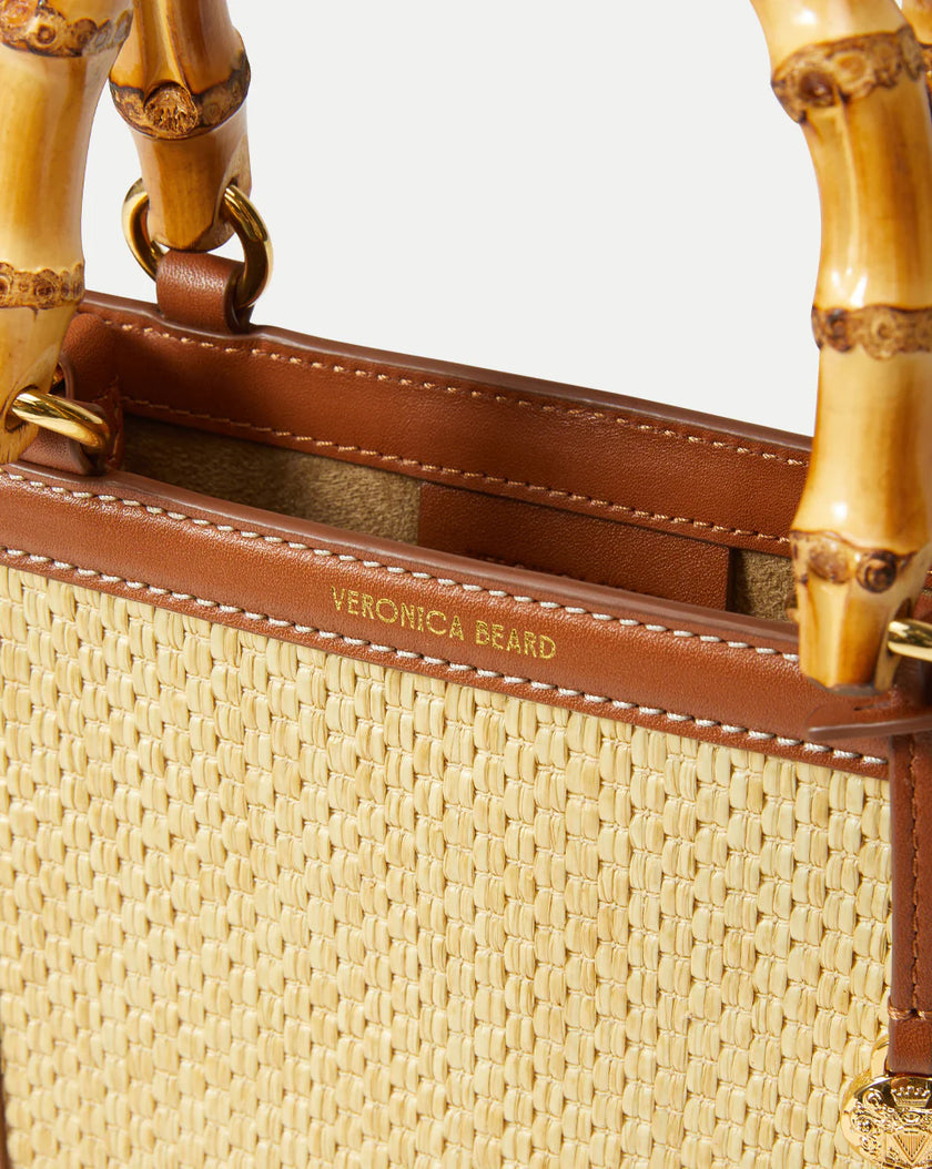 RAFFIA SHOPPER BAG WITH BAMBOO HANDLE