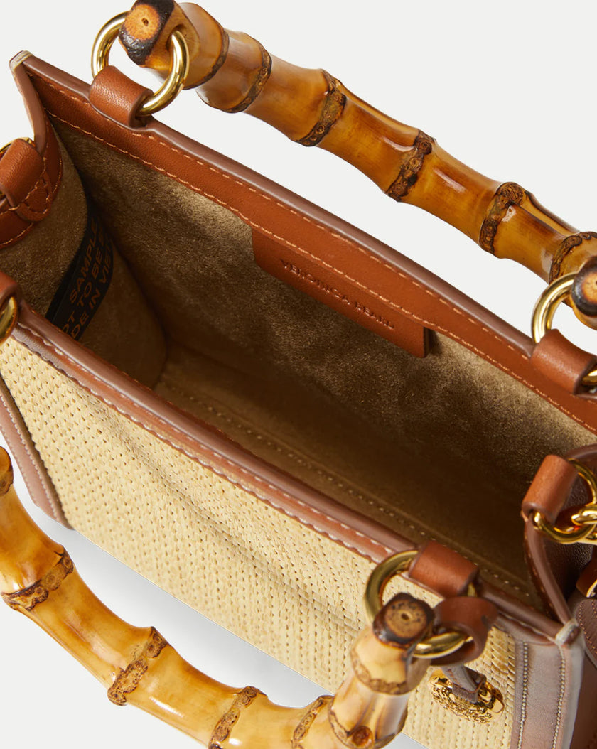 RAFFIA SHOPPER BAG WITH BAMBOO HANDLE