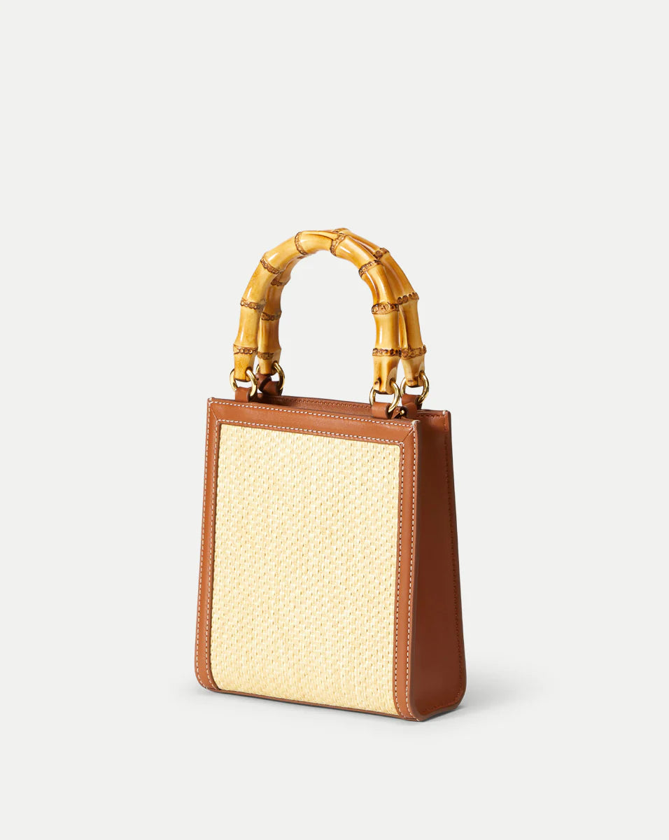 RAFFIA SHOPPER BAG WITH BAMBOO HANDLE