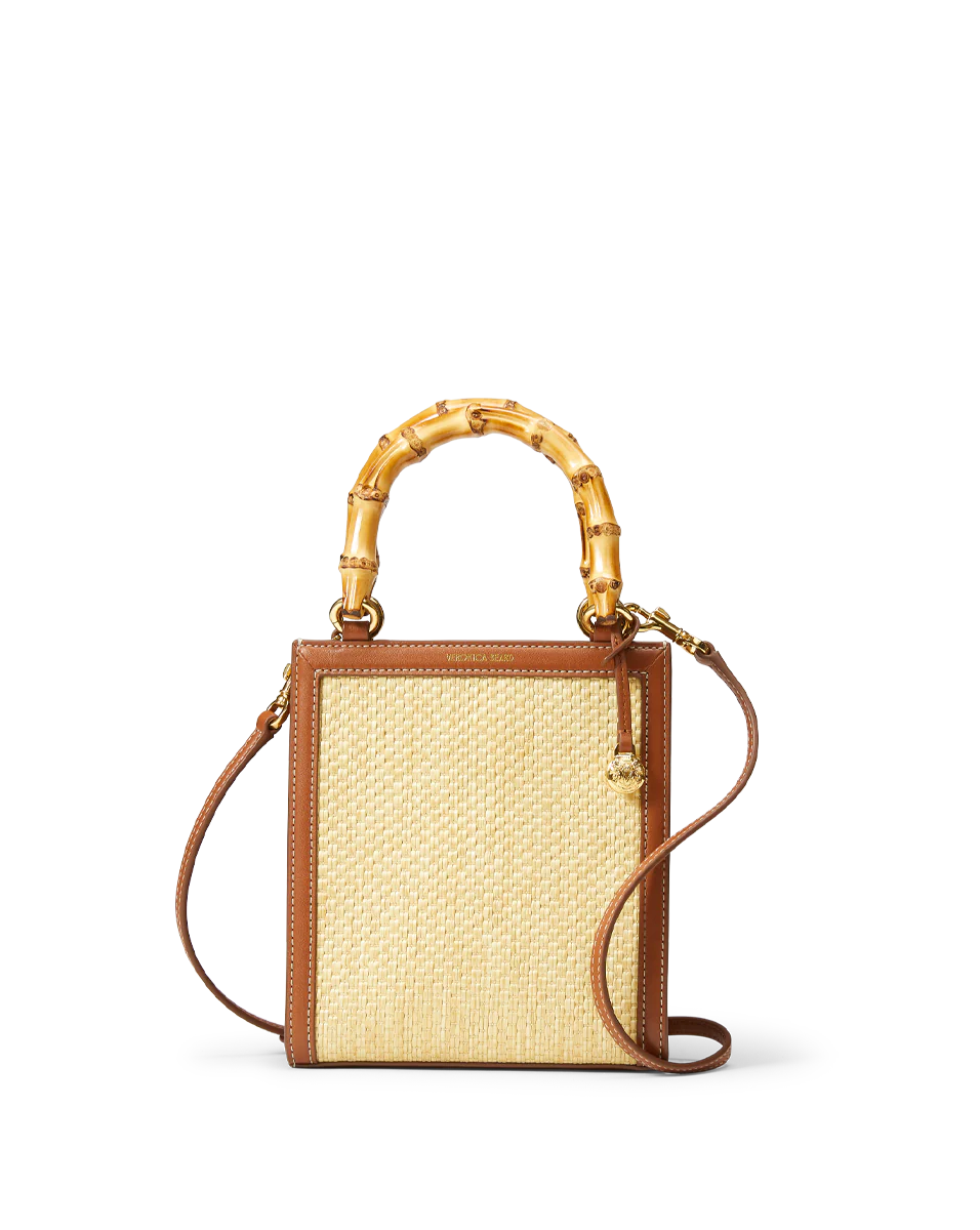 RAFFIA SHOPPER BAG WITH BAMBOO HANDLE