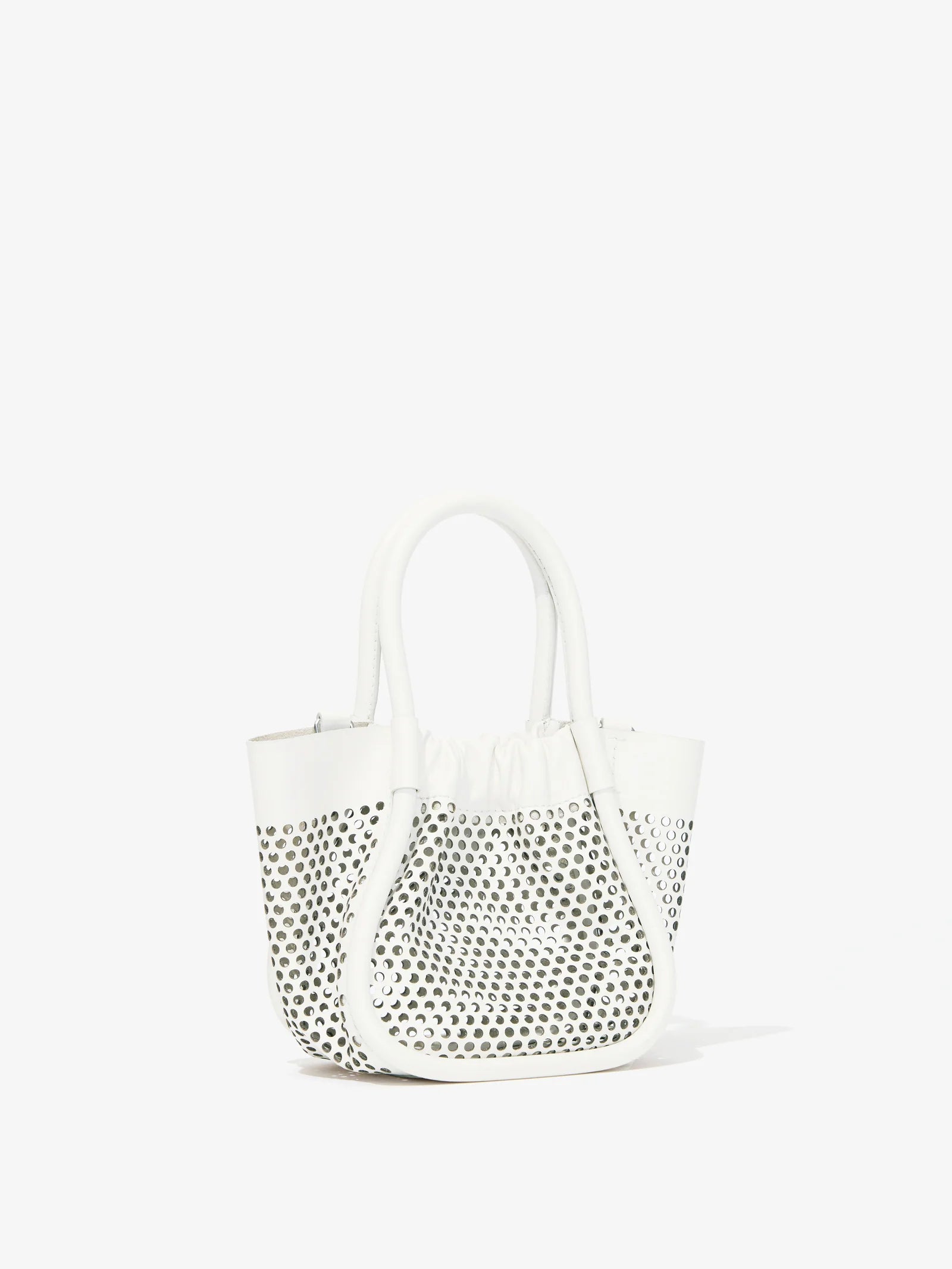 EXTRA SMALL RUCHED TOTE IN PERFORATED LEATHER