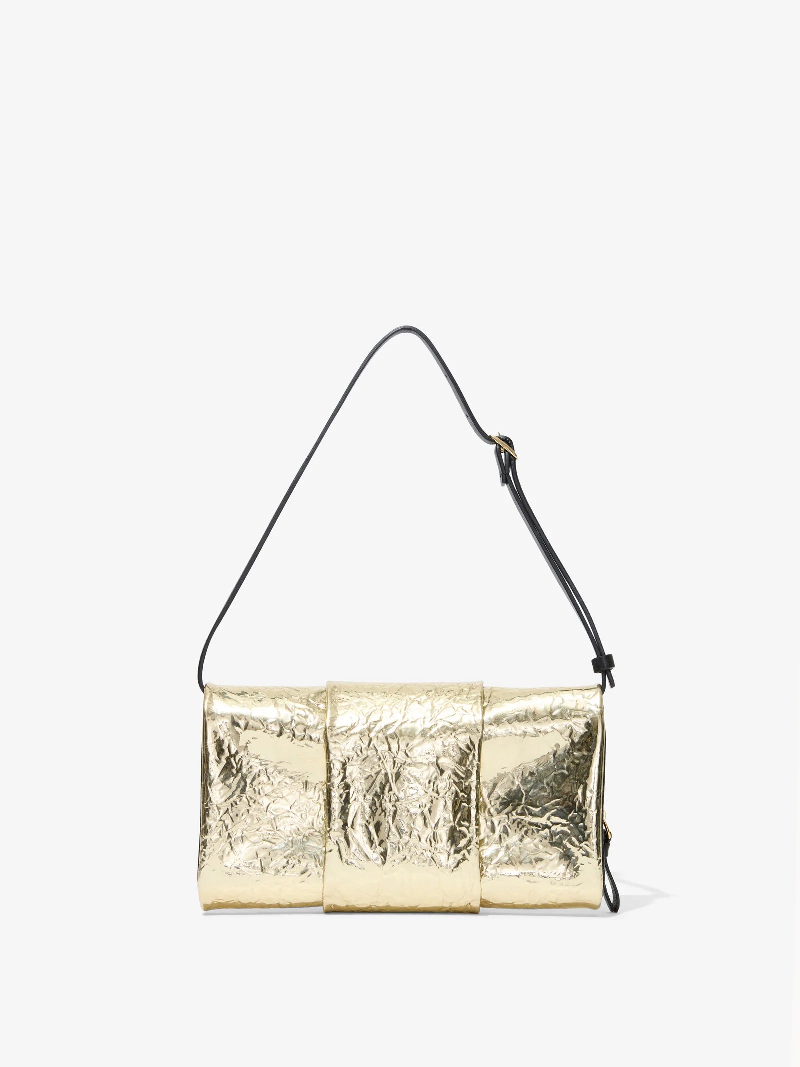 FLIP SHOULDER BAG IN METALLIC LACQUERED NYLON