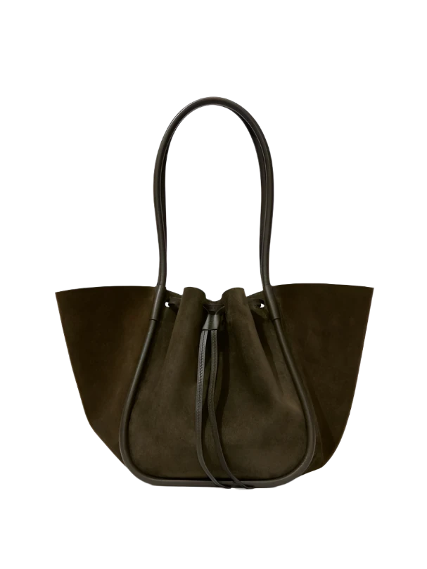 LARGE RUCHED TOTE IN SUEDE