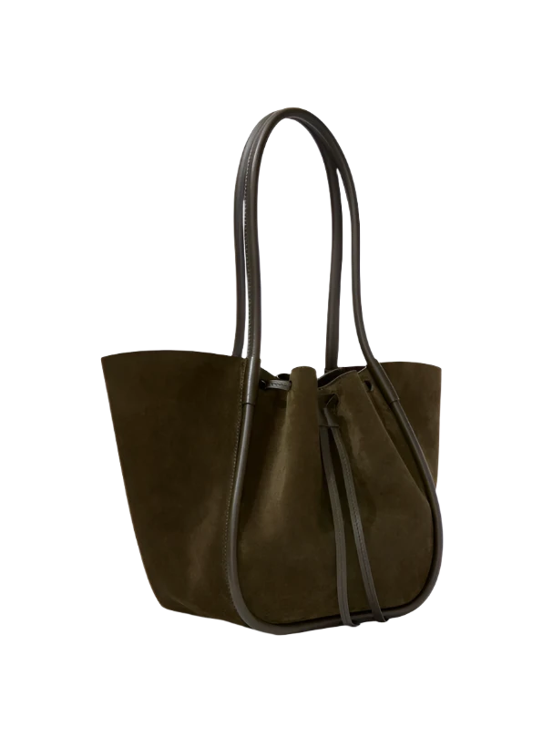 LARGE RUCHED TOTE IN SUEDE