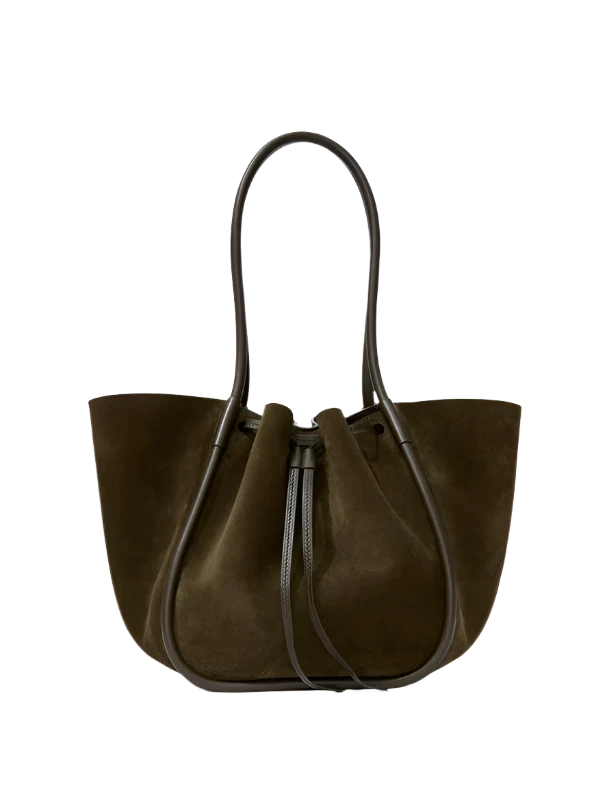 LARGE RUCHED TOTE IN SUEDE