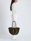 LARGE RUCHED TOTE IN SUEDE