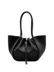 LARGE RUCHED TOTE IN SOFT PEBBLED CALF