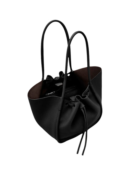 LARGE RUCHED TOTE IN SOFT PEBBLED CALF