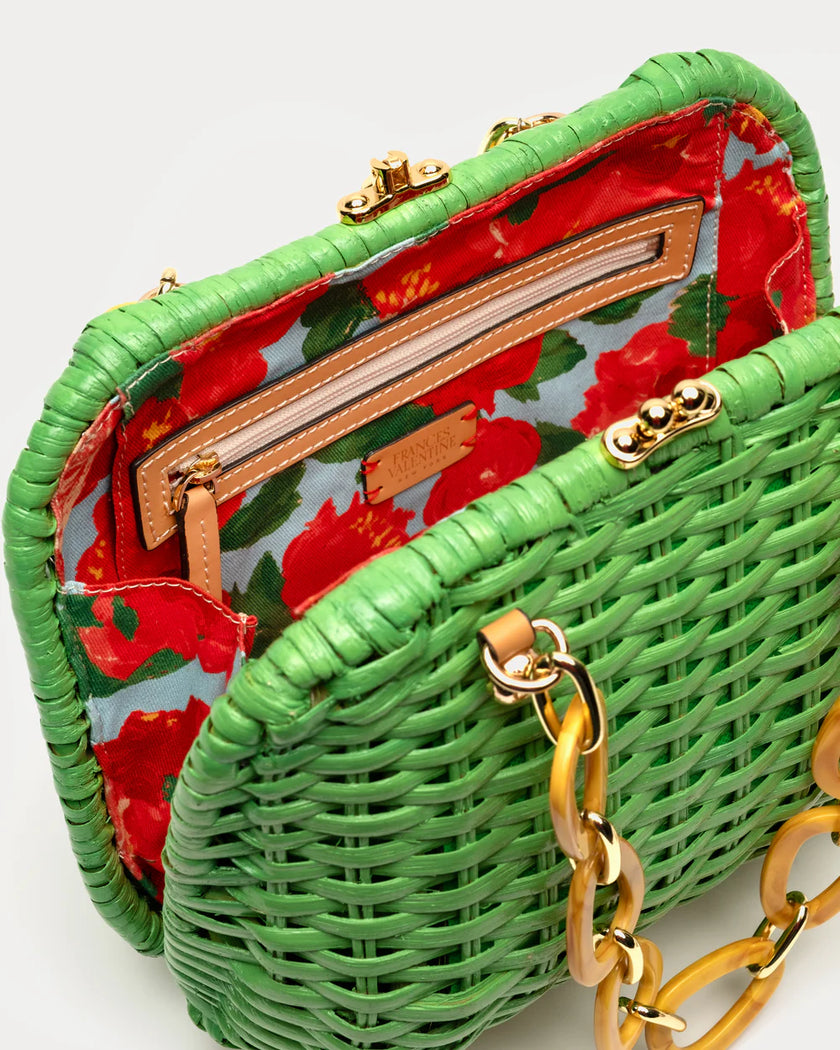 HEN PEONY WICKER BASKET BAG