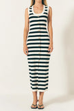 STRIPED MIDI DRESS