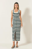 STRIPED MIDI DRESS