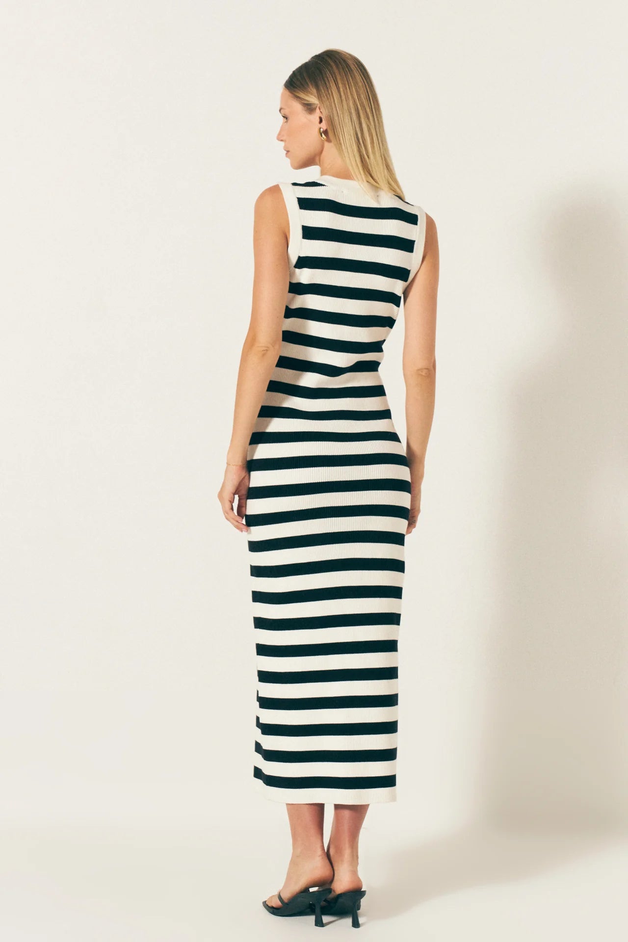 STRIPED MIDI DRESS