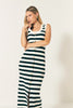 STRIPED MIDI DRESS