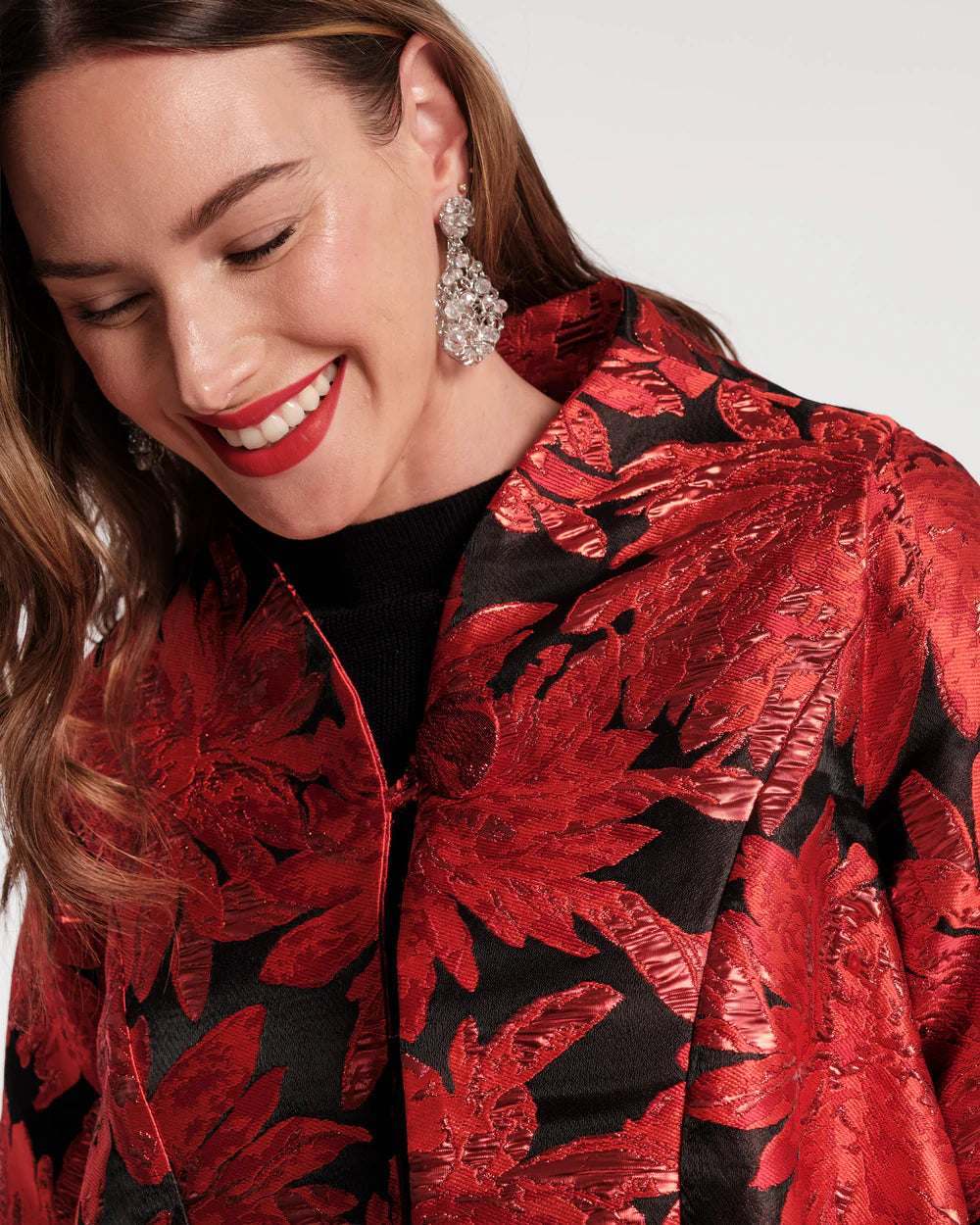 SWING JACKET METALLIC FLORAL JACQUARD