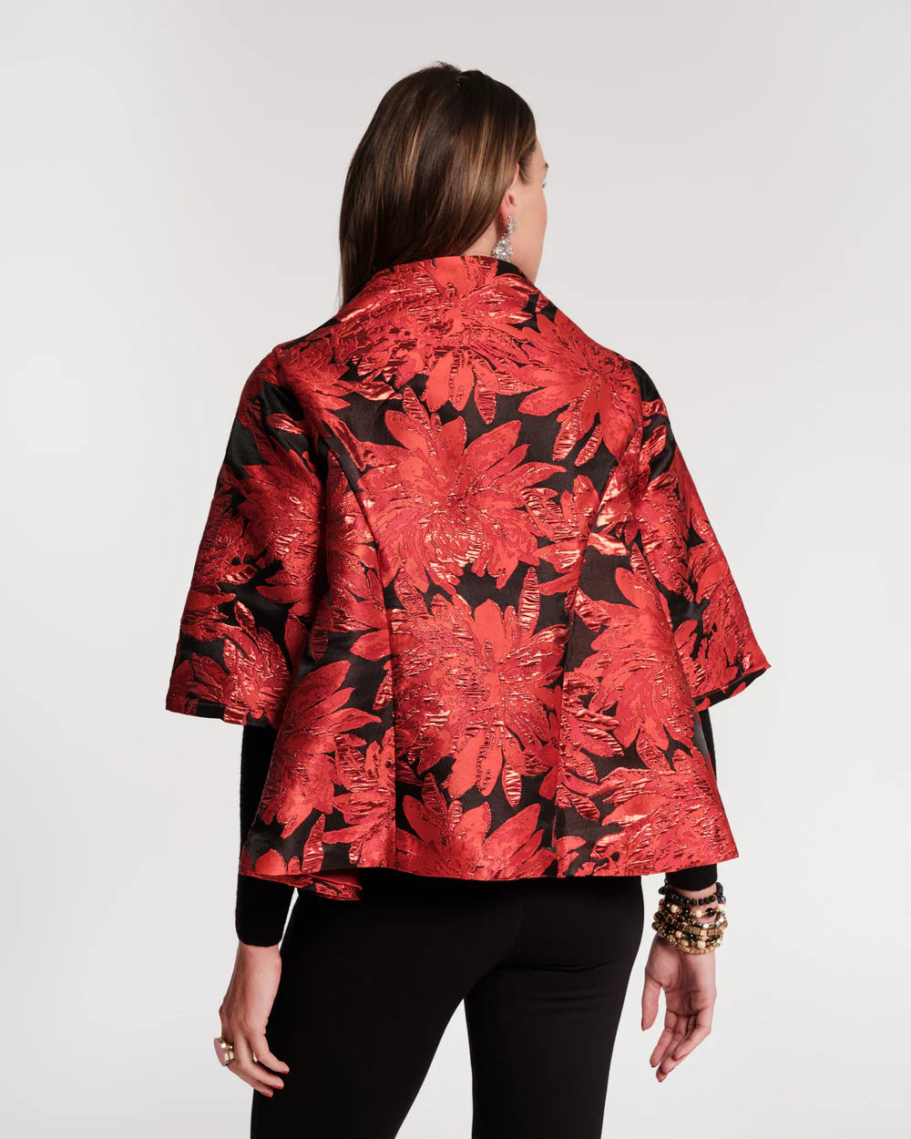 SWING JACKET METALLIC FLORAL JACQUARD