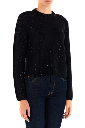 LONG SLEEVE SWEATER WITH CRYSTAL EMBELLISHMENT