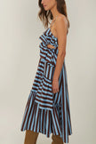 TROPICAL FLIGHT STRIPES MIDI DRESS