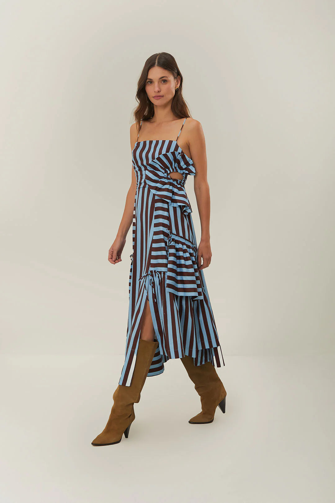 TROPICAL FLIGHT STRIPES MIDI DRESS