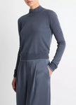 ITALIAN COTTON BLEND DOUBLE LAYER MOCK NECK SWEATER