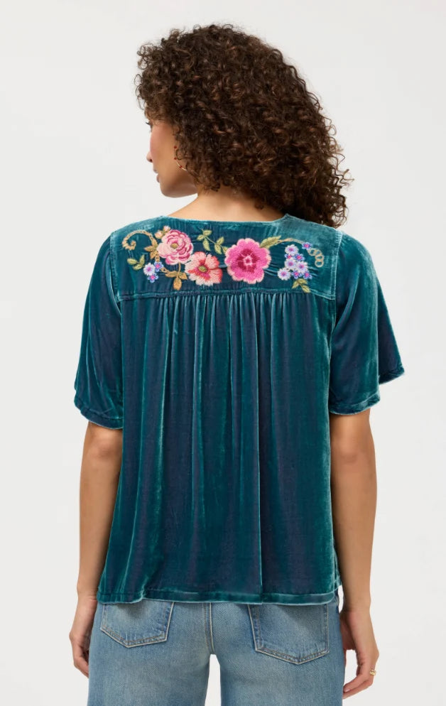 VELVET YOKE BLOUSE  AERUS