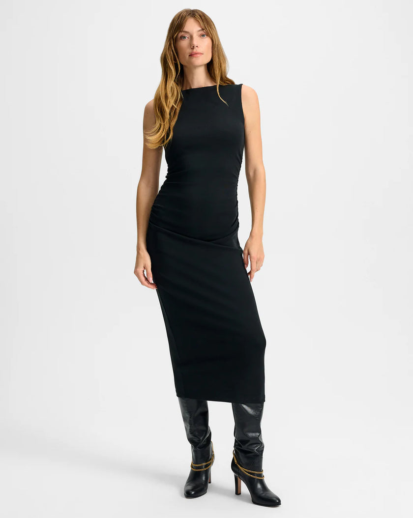 CHARISSA STRETCH COTTON MIDI DRESS