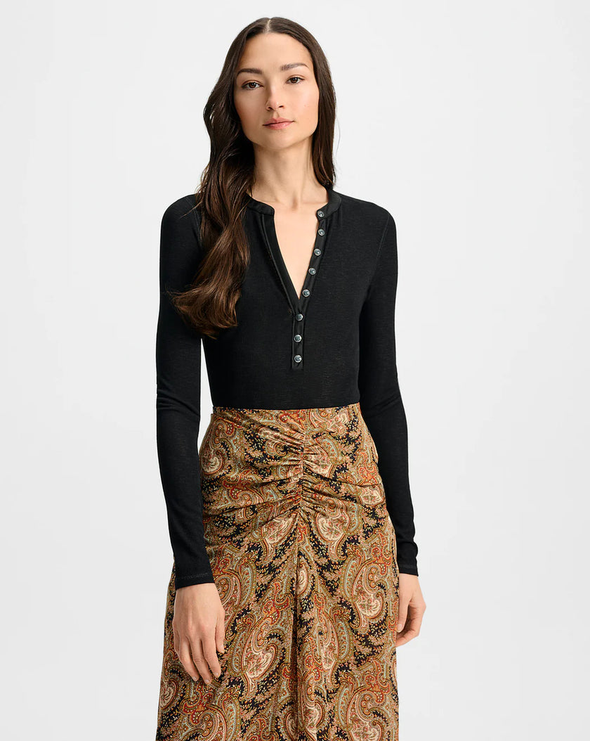 DREXLER RIBBED HENLEY TOP