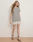 RHUE STRIPED LACE HEM MINI DRESS