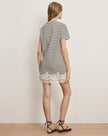 RHUE STRIPED LACE HEM MINI DRESS