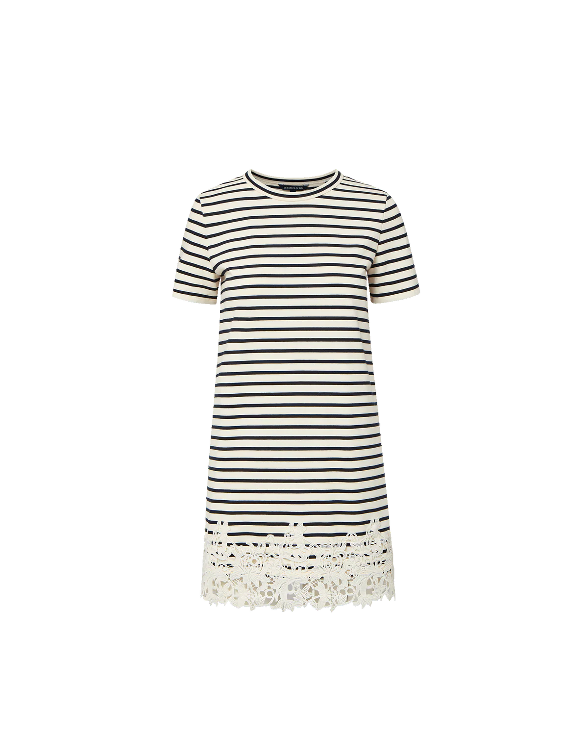 RHUE STRIPED LACE HEM MINI DRESS