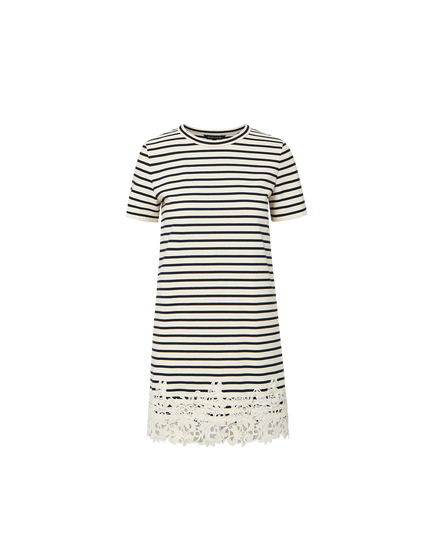 RHUE STRIPED LACE HEM MINI DRESS